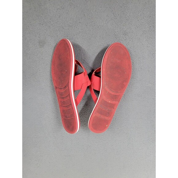 Lauren Ralph Lauren Sandals Womens Size 8 Red Thong Flip Flop RL Logo Gold - Picture 5 of 8